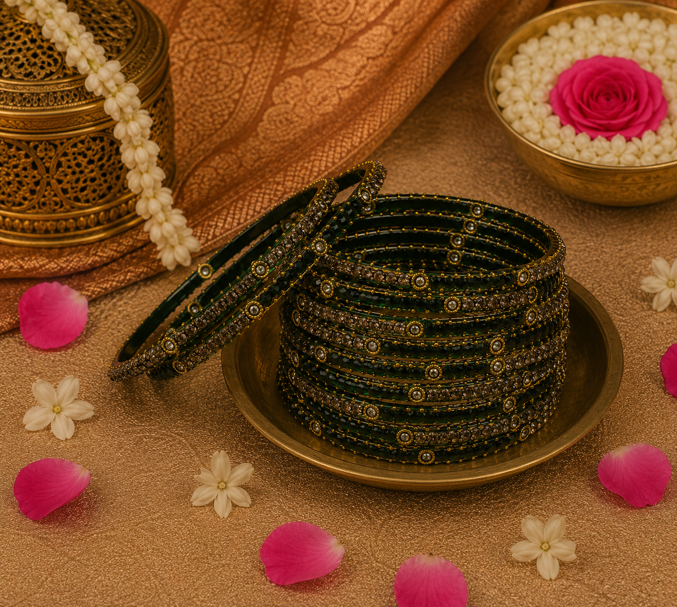 Glass Green Bangles (multiple sizes available)