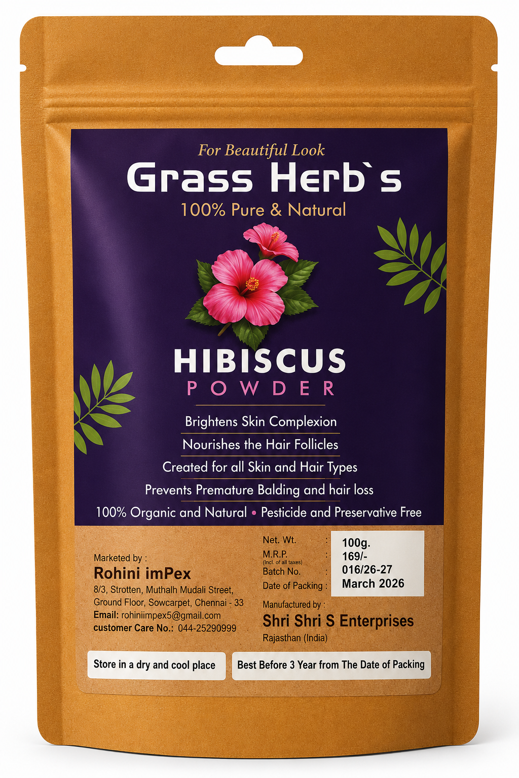 Grass Herbs Hibiscus Powder 100g