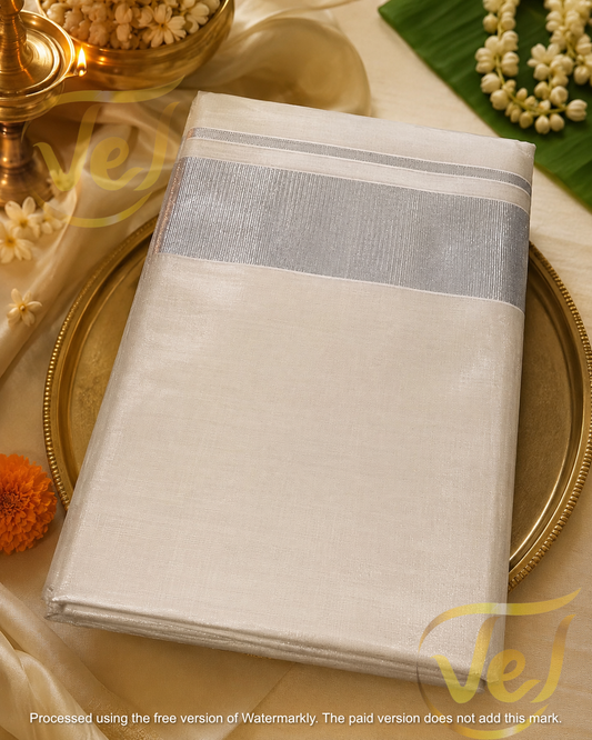 Kerala Tissue Saree Silver - Onam Saree