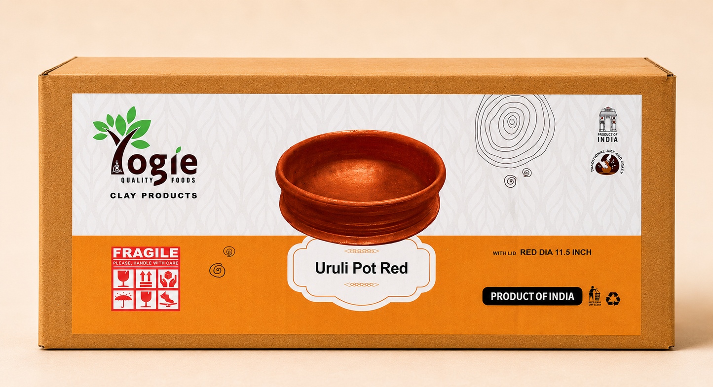 Yogie Urali Pot Red With Lid 11.5Inch Clay