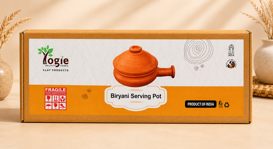 Yogie Biryani Serving Red Pot With Lid - Clay