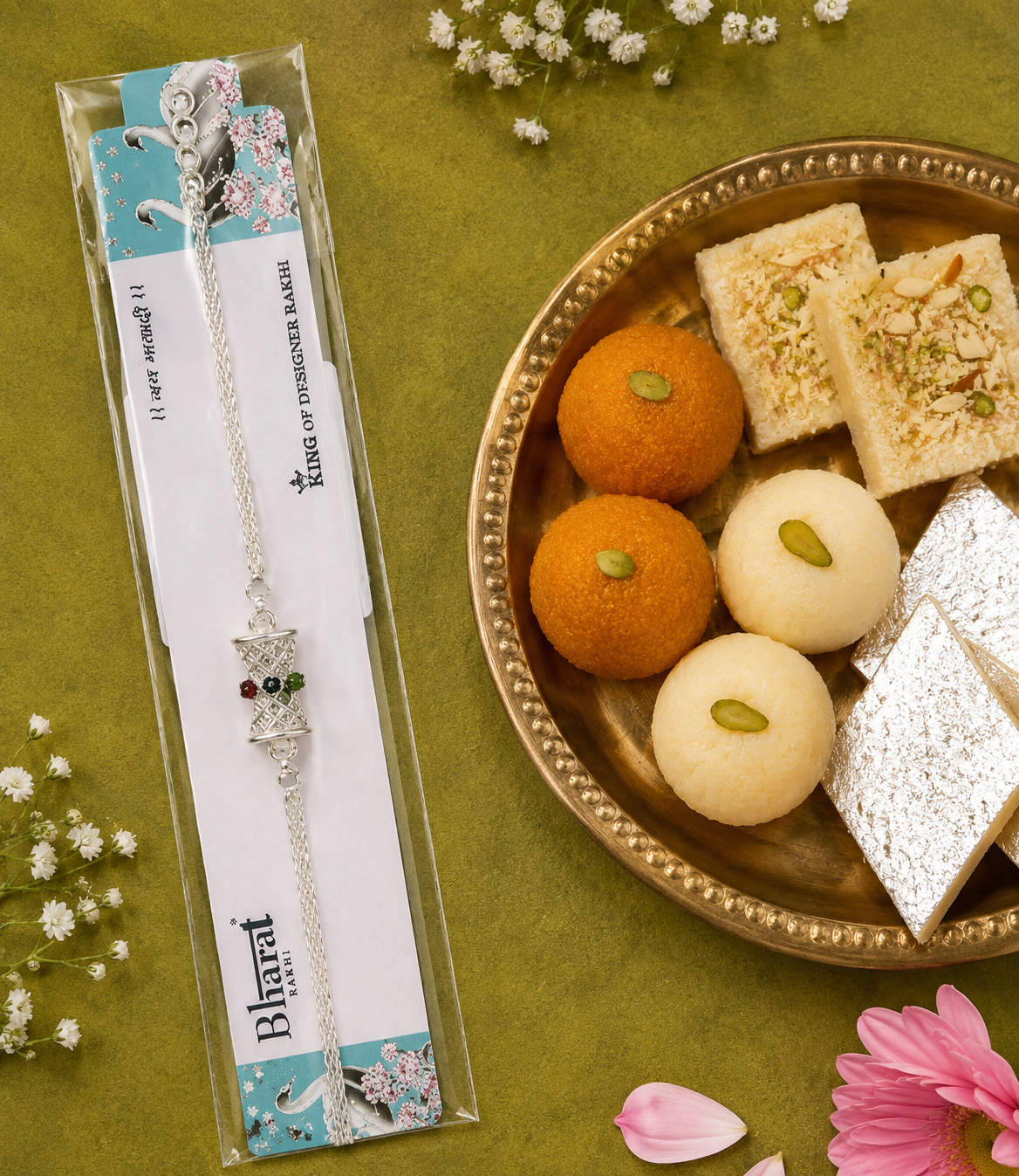 Rakhi/ Raki Drum Pattern With floral (Online exclusive)