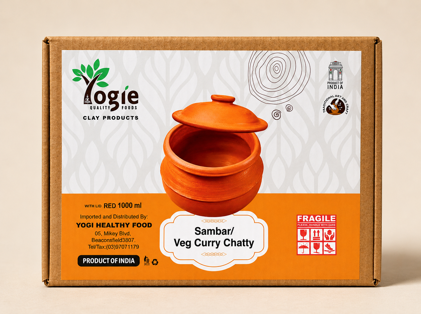 Yogie Sambar Veg Curry Chatty Red 1L No lid