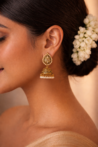 Veera Heritage Jhumka/Jimmiki Earrings - Online Only - For Festive Wear, Pooja, Weddings & Parties