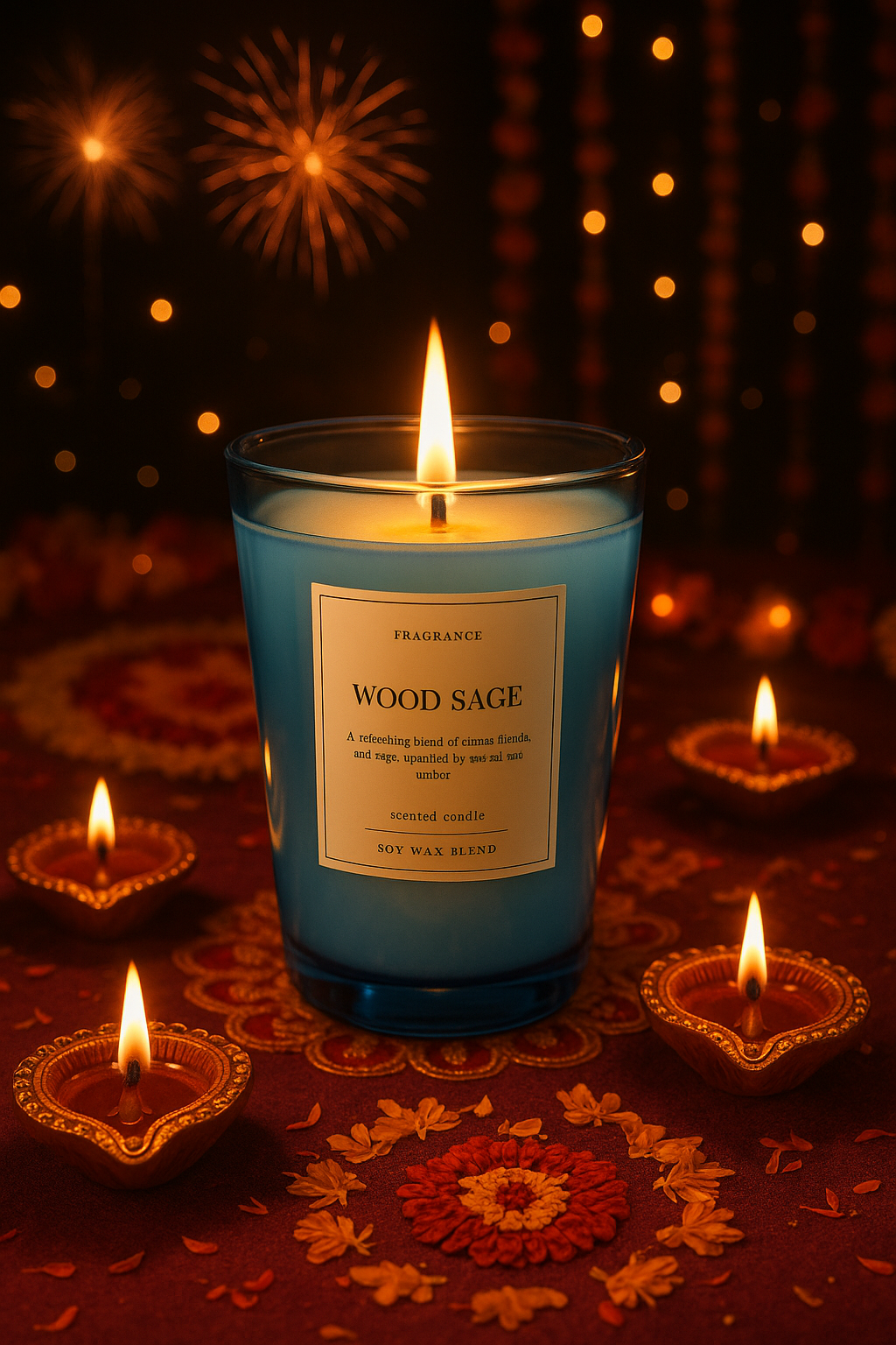 Premium Wood Sage Candle – Refreshing Citrus & Amber Blend for Diwali Décor & Gifting
