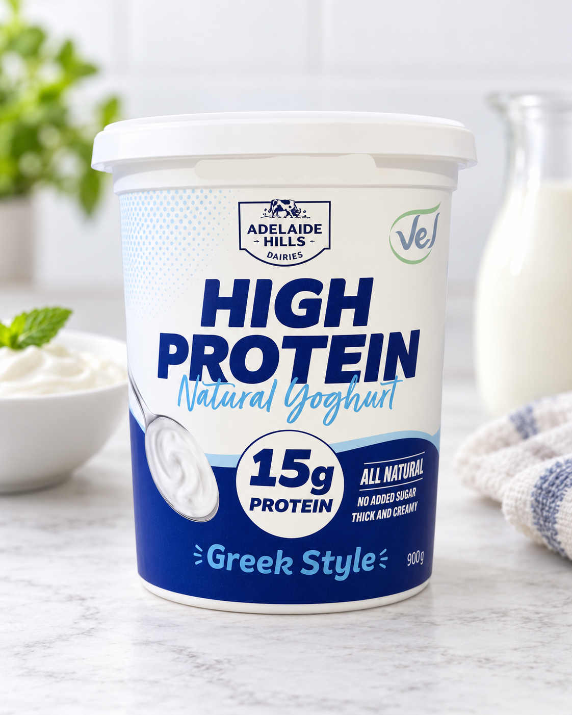 Adelaide Hills High Protein Natural Yoghurt 900G Fresh