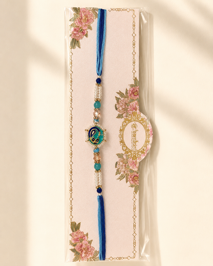 Rakhi/ Raki Peacock Round with Beads ( Online Exclusive)