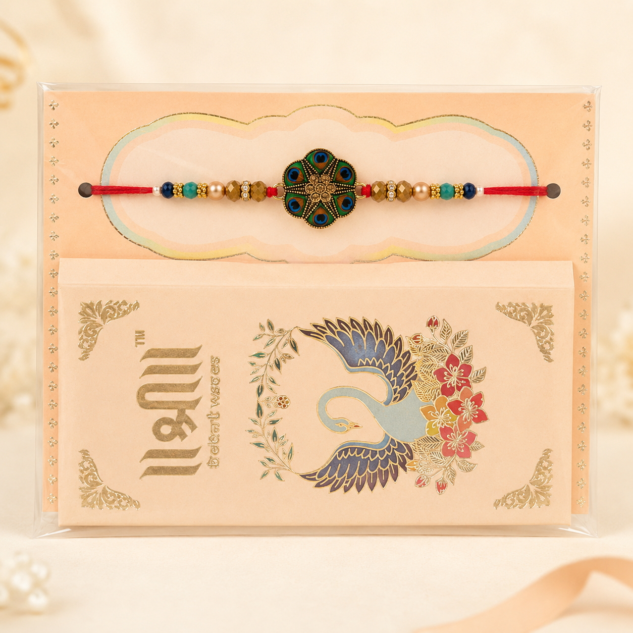 Rakhi/ Raki Floral Round Peacock Feather (Online exclusive)