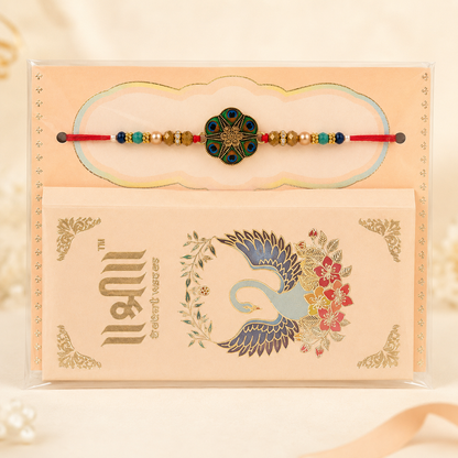 Rakhi/ Raki Floral Round Peacock Feather (Online exclusive)