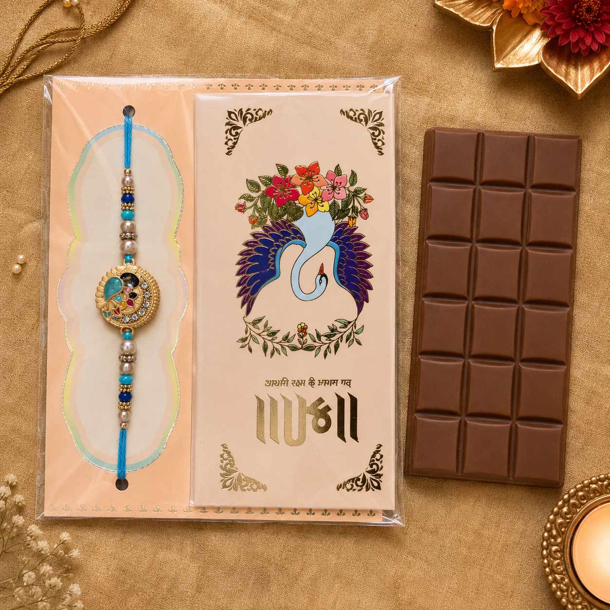Rakhi/ Raki Round Peacock with Beads (Online exclusive)