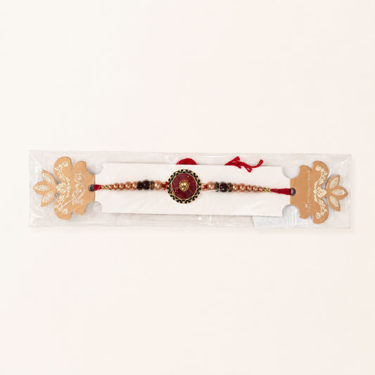 Rakhi/Raki Red Stone with Beads(Online exclusive)