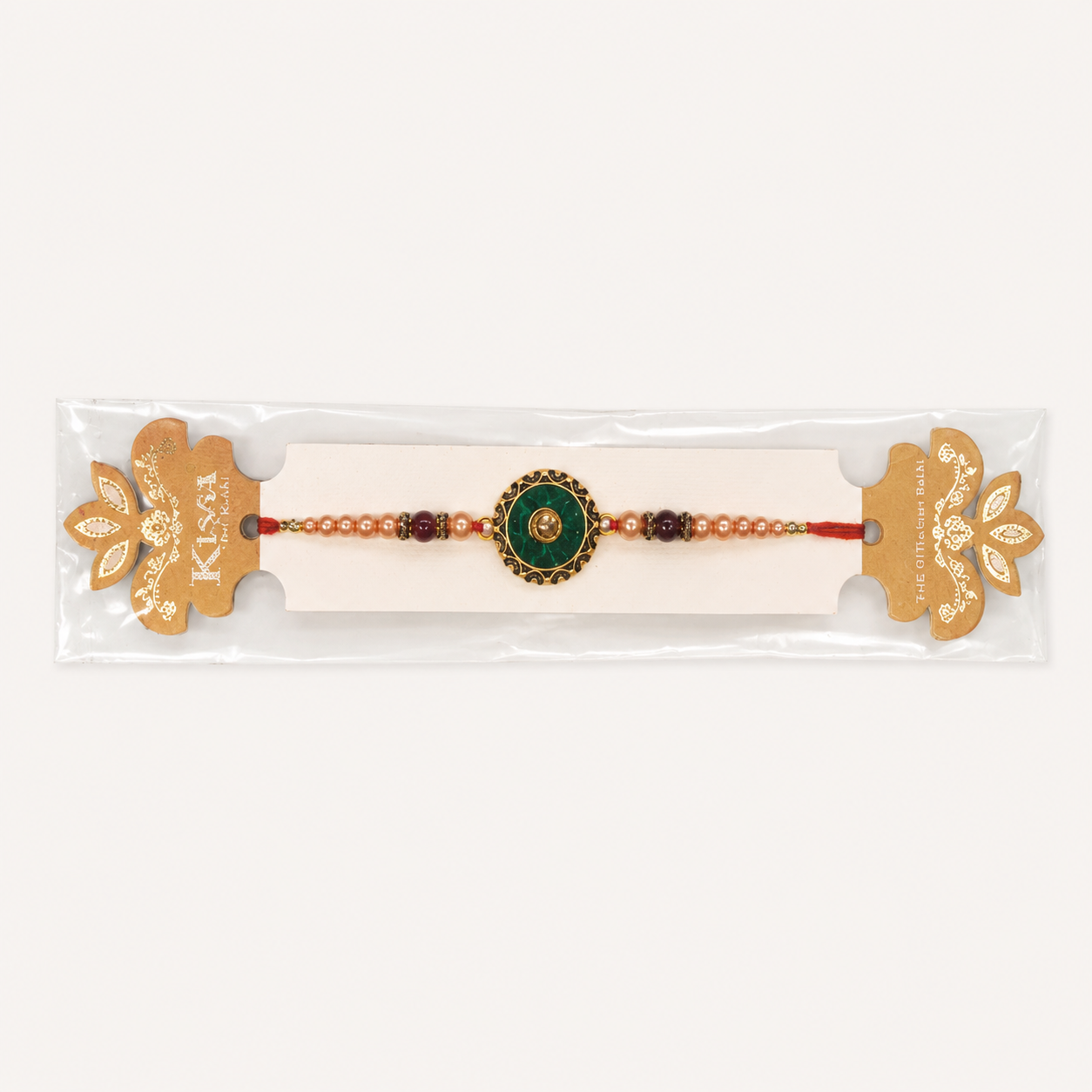 Rakhi/ Raki Green Stone with beads (Online exclusive)
