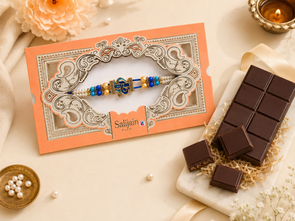 Rakhi/Raki Om with beads Blue(Online exclusive)