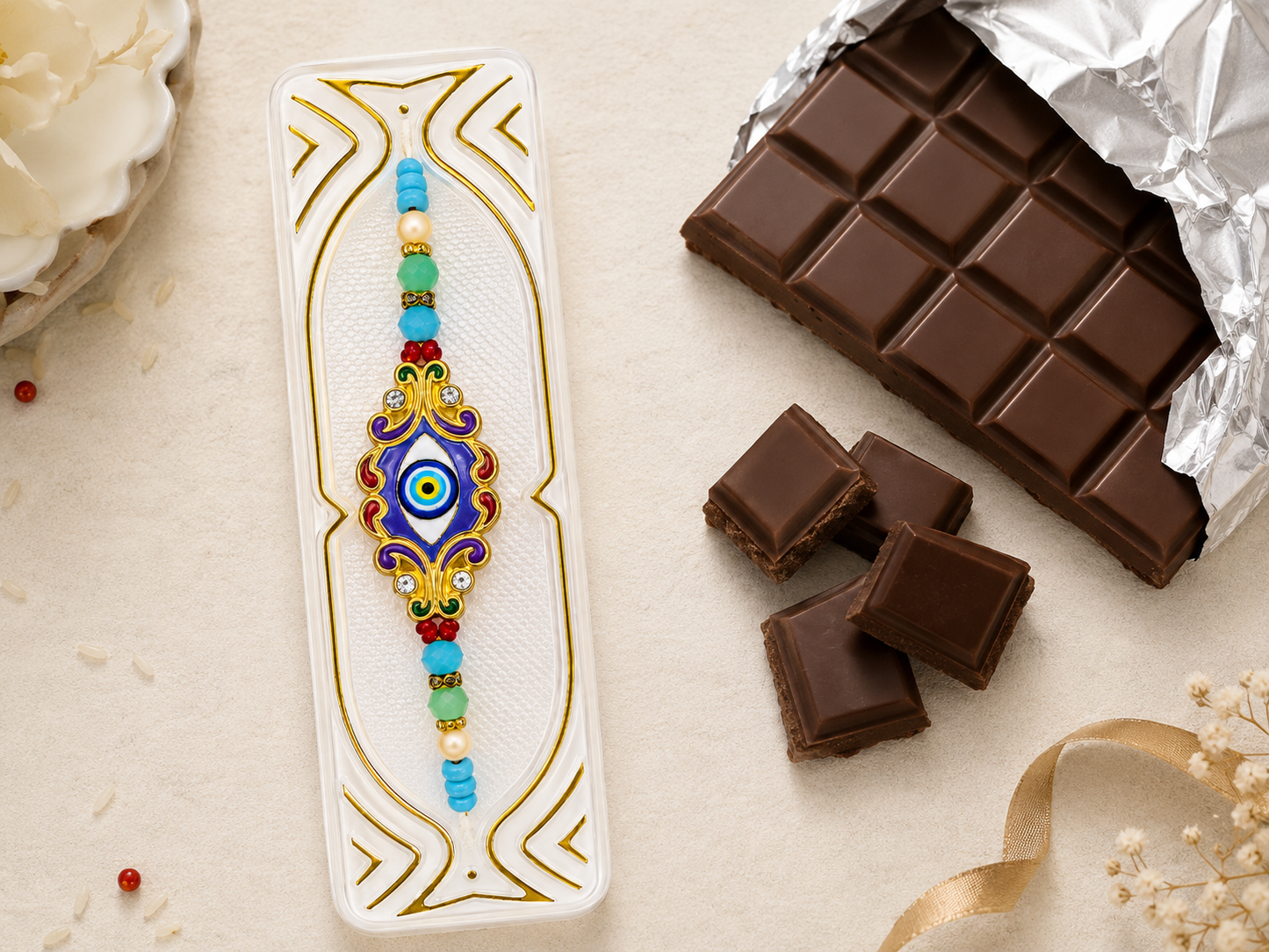 Rakhi/Raki Evil eye with beads(Online exclusive)