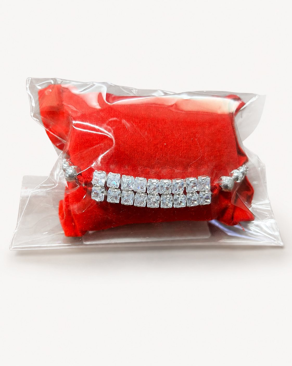 Rakhi/Raki Square Shape White Stone with Beads  (Online exclusive)