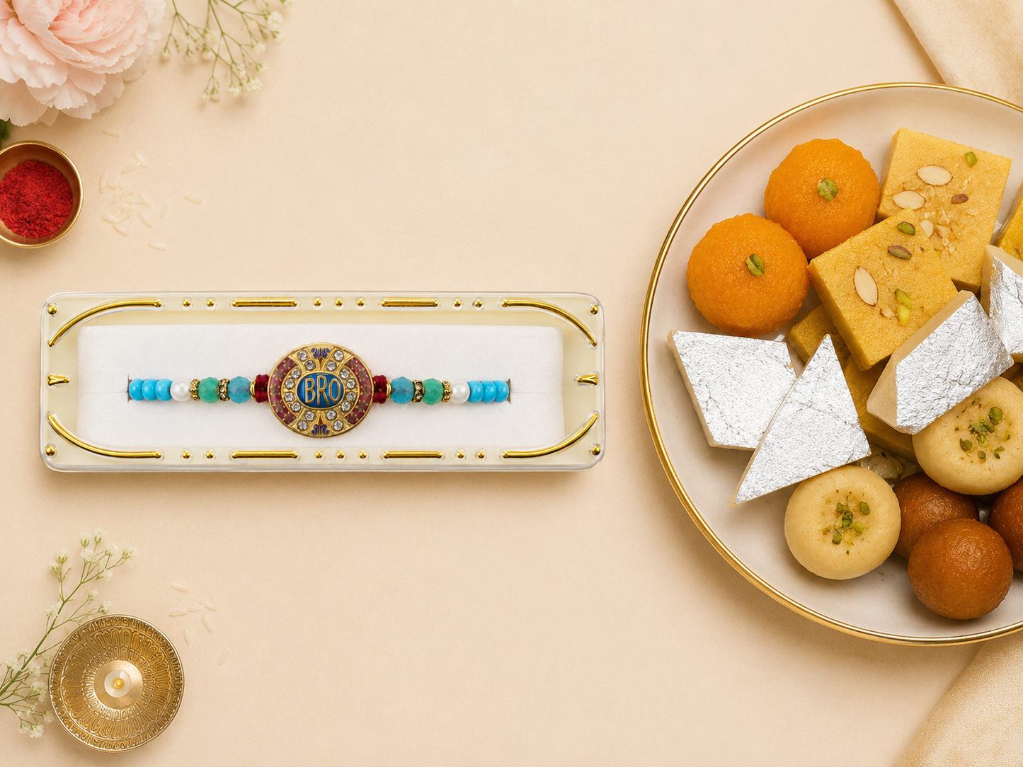 Rakhi/ Raki Bro Logo with Beads  (Online exclusive)