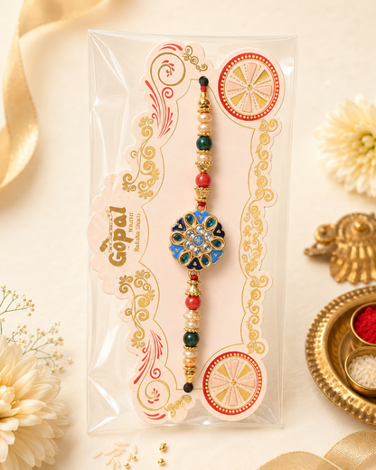 Rakhi/Raki Peacock floral with beads (Online exclusive)