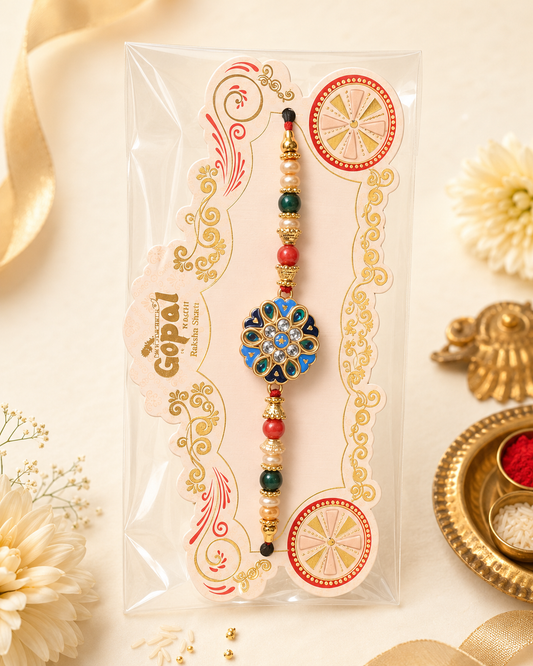 Rakhi/Raki Peacock floral with beads (Online exclusive)