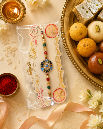 Rakhi/Raki Peacock floral with beads (Online exclusive)
