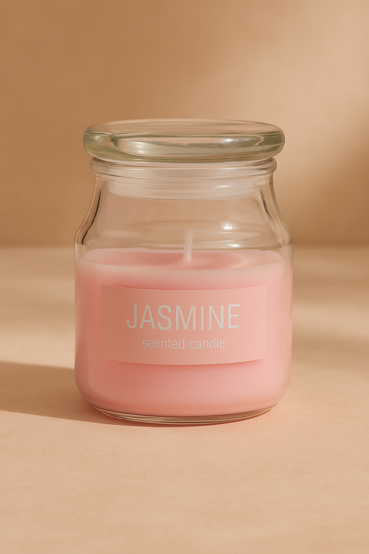 Premium Glass Candle Jasmine Scented (Online- exclusive)