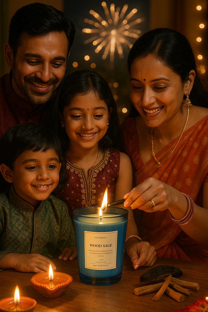 Premium Wood Sage Candle – Refreshing Citrus & Amber Blend for Diwali Décor & Gifting