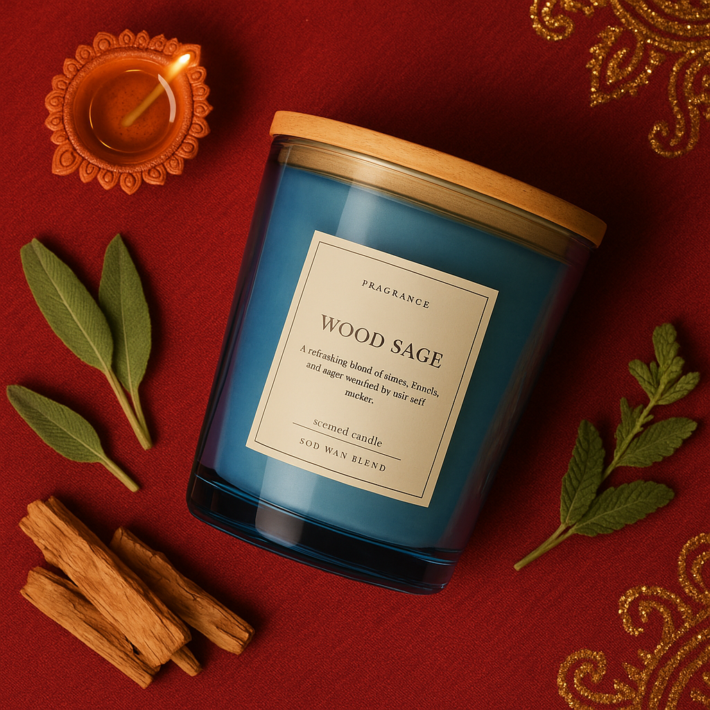 Premium Wood Sage Candle – Refreshing Citrus & Amber Blend for Diwali Décor & Gifting