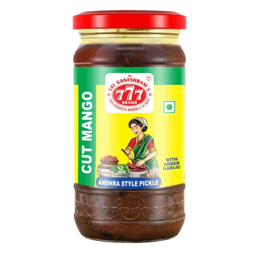 777 Andhra Style Cut Mango Pickle With Added garlic 300g