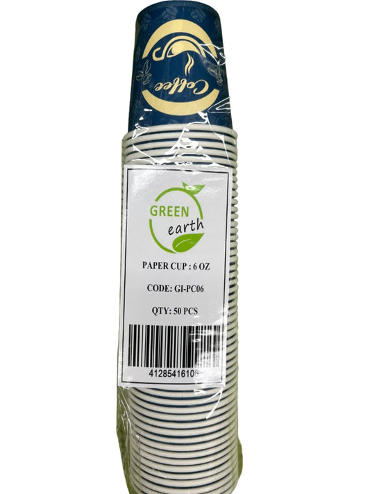 Green Earth Paper Cups 6oz 50Pcs