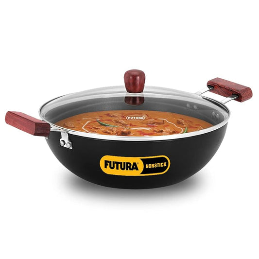Futura Nonstick Deep Kadhai Deep Fry Pan 5Lt Glass lid