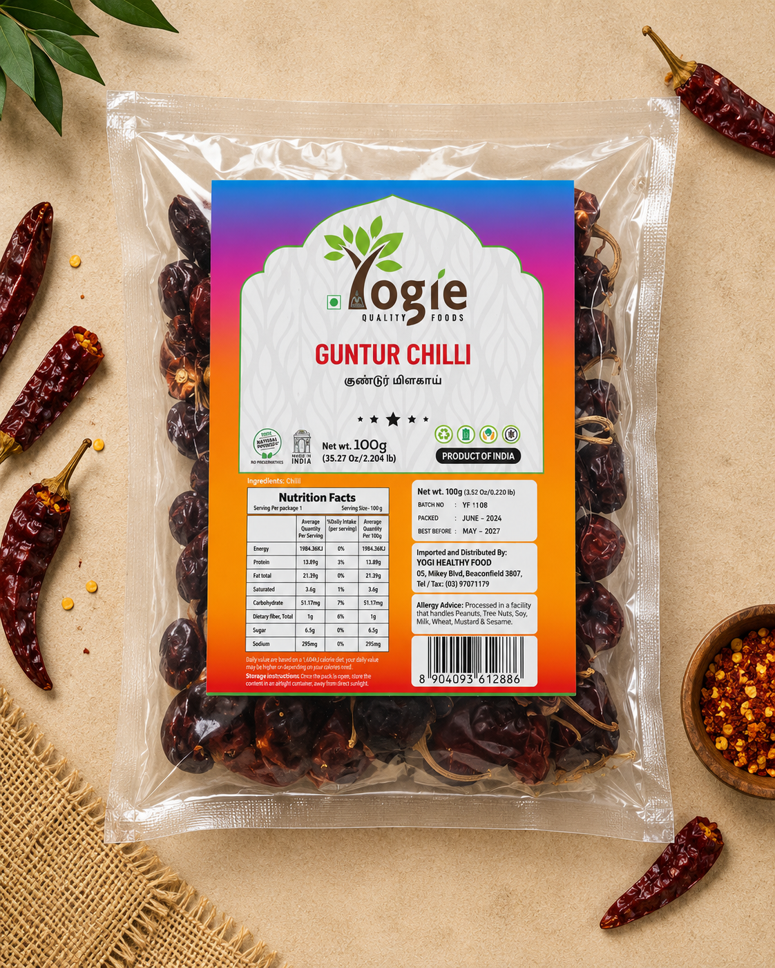 YOGIE GUNTUR CHILLI 100G