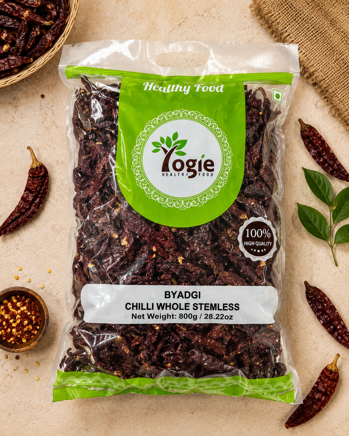 Yogie Byadgi Chilli Whole Stemless 800G