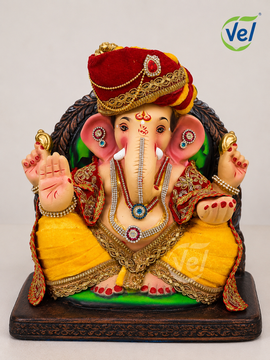 Clay God Ganesh Idol 15 inch with Jewellery (only pick up) - Pre Order 1 Week