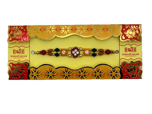 Rakhi with multi colour pearls (Online exclusive)