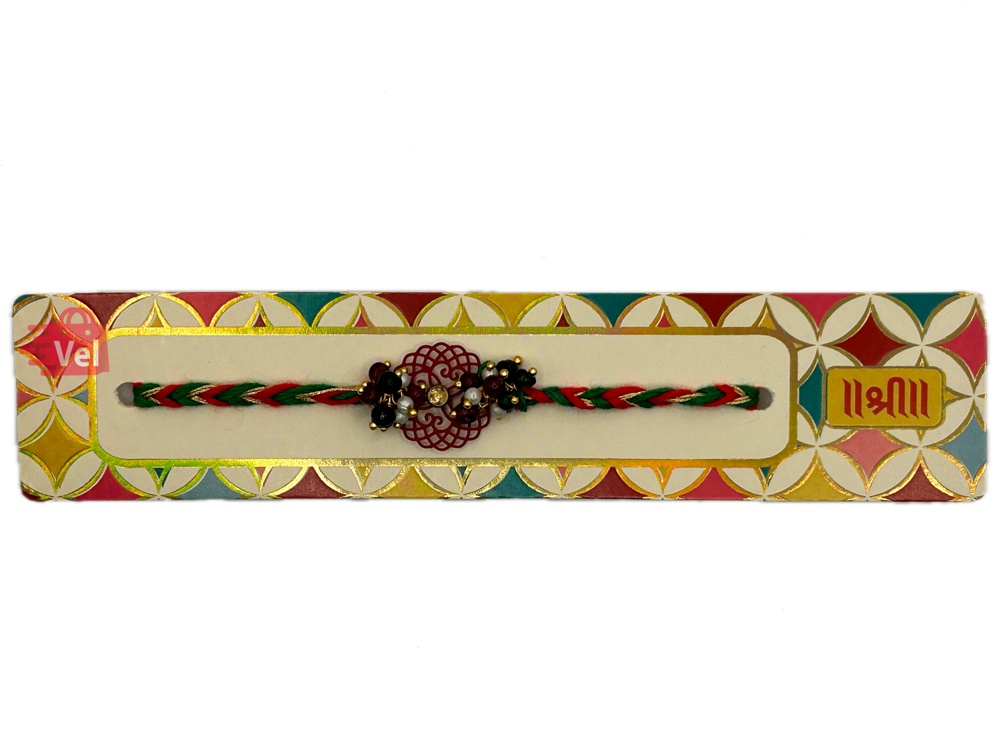 Multi coloured Rakhi with beads (Online Exclusive)