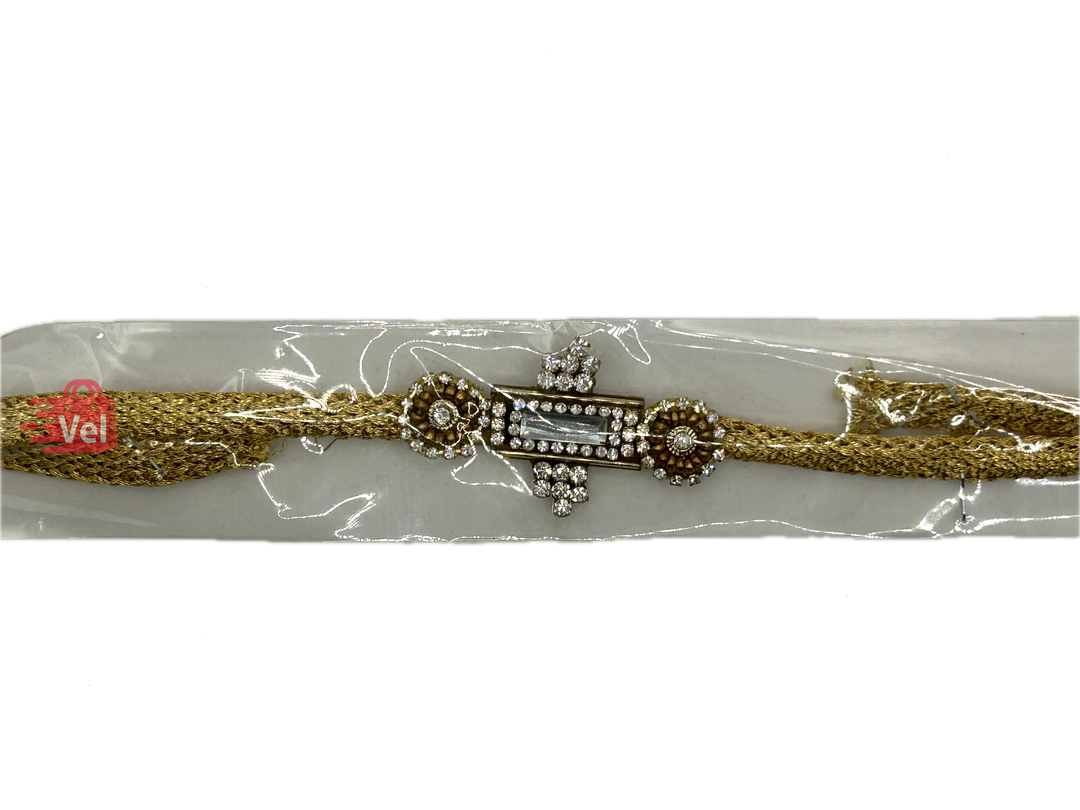 Golden threaded rakhi with stone (Online exclusive)