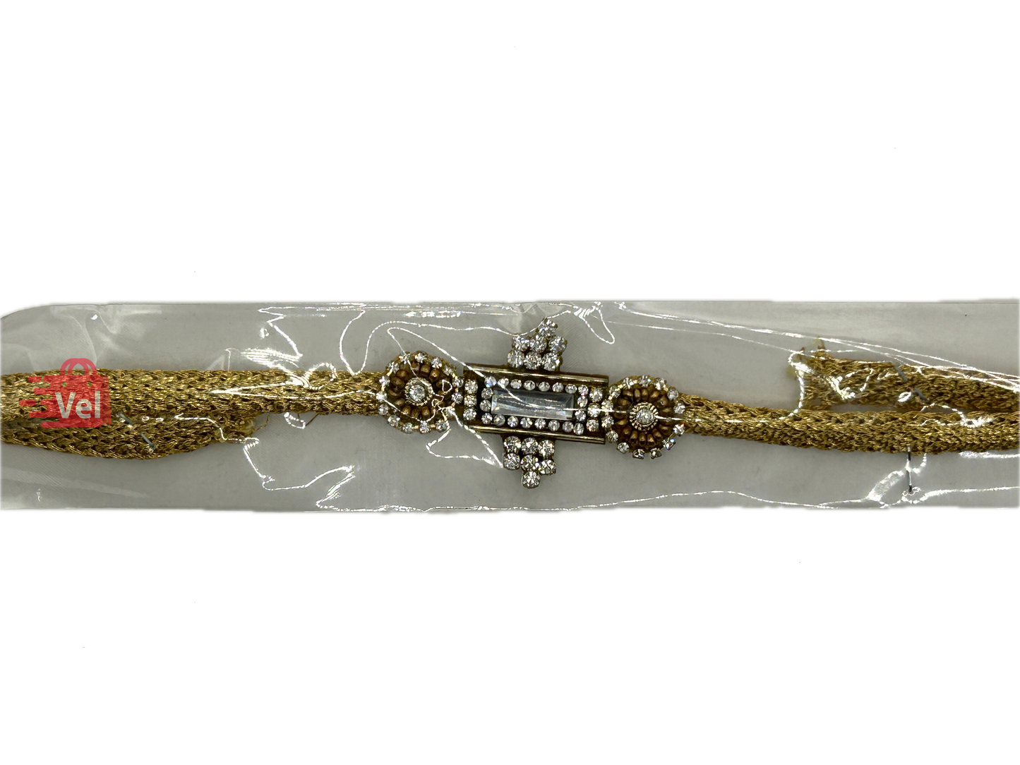 Golden threaded rakhi with stone (Online exclusive)