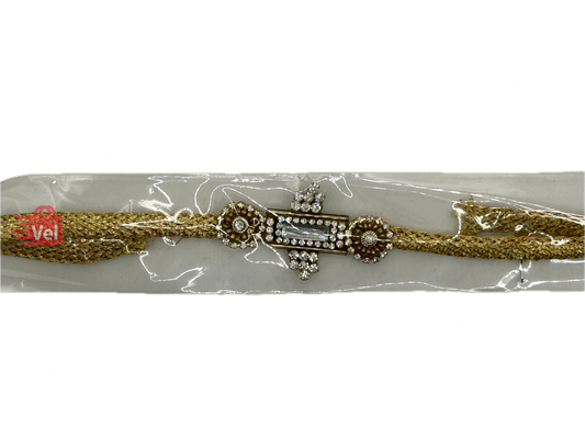 Golden threaded rakhi with stone (Online exclusive)
