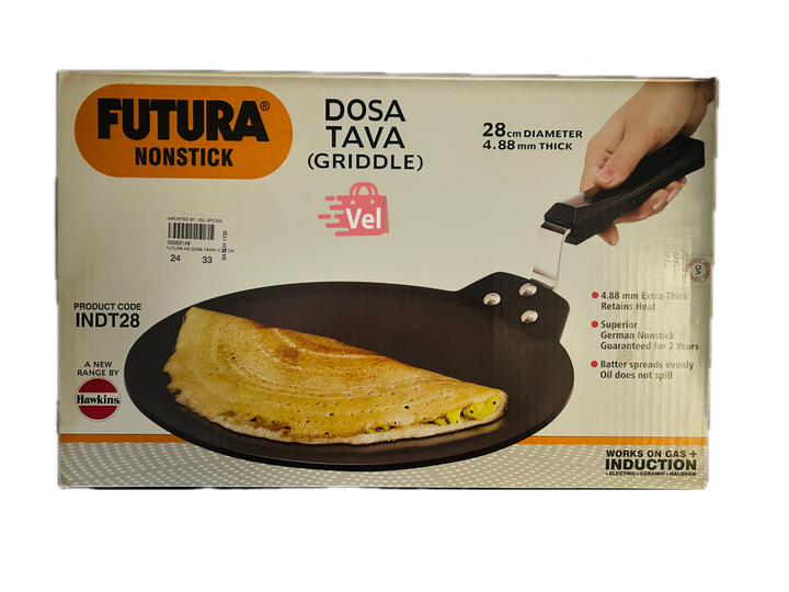 Hawkins Futura Nonstick Flat Tava 28Cm 4.88Mm Thickness (Indiuction and Gas compatible)
