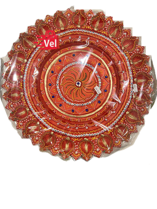 Decorative Diwali Diya Thali Big – Handcrafted Pooja Plate with Traditional Oil Lamps
