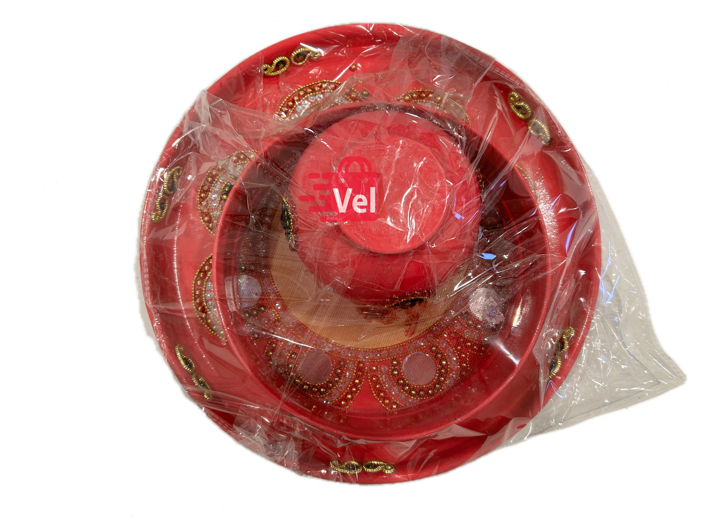 Karwa Chauth Puja Set – Red Thali, Mitti Karwa & Channi | Elegant Vrat Kit