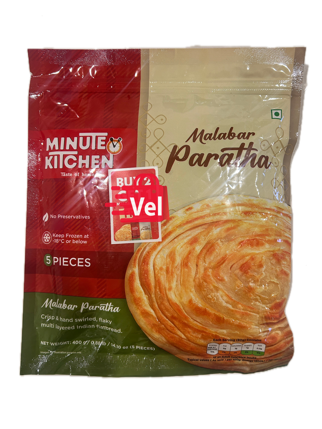 Minute Kitchen Malabar Paratha 5Pcs 400G