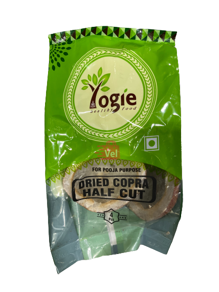 Yogie Dried Copra Half Cut 4 Pcs (Pooja Purpose)