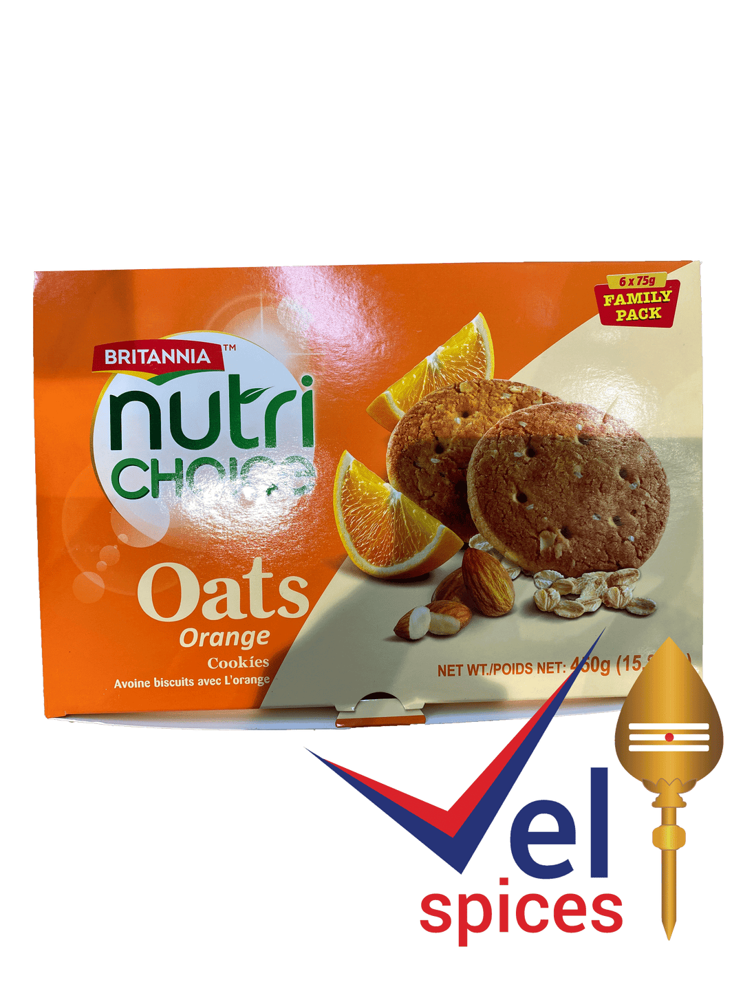 Britannia Nutri Choice Oats Orange Cookies Value Pack 450G