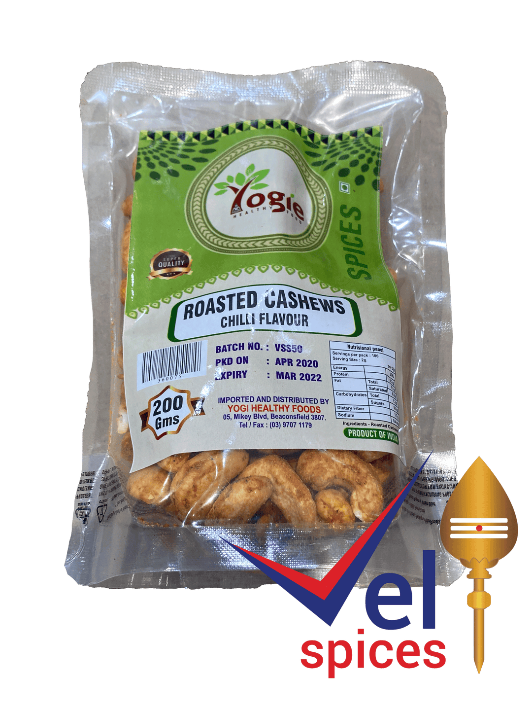 Yogie Roasted Cashews Chilli Flavour 200G