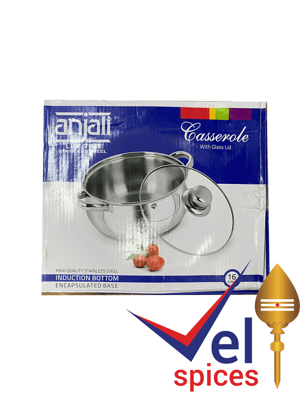 Anjali Stainless Steel Casserole With Glass Lid 16cm