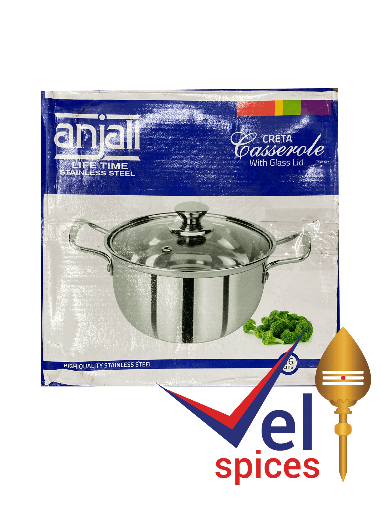 Anjali Stainless Steel CRETA Casserole With Glass Lid 16cm