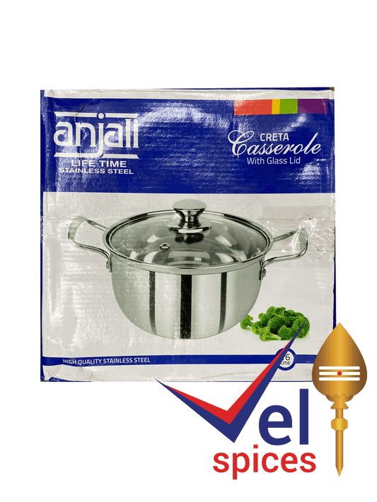 Anjali Stainless Steel CRETA Casserole With Glass Lid 16cm