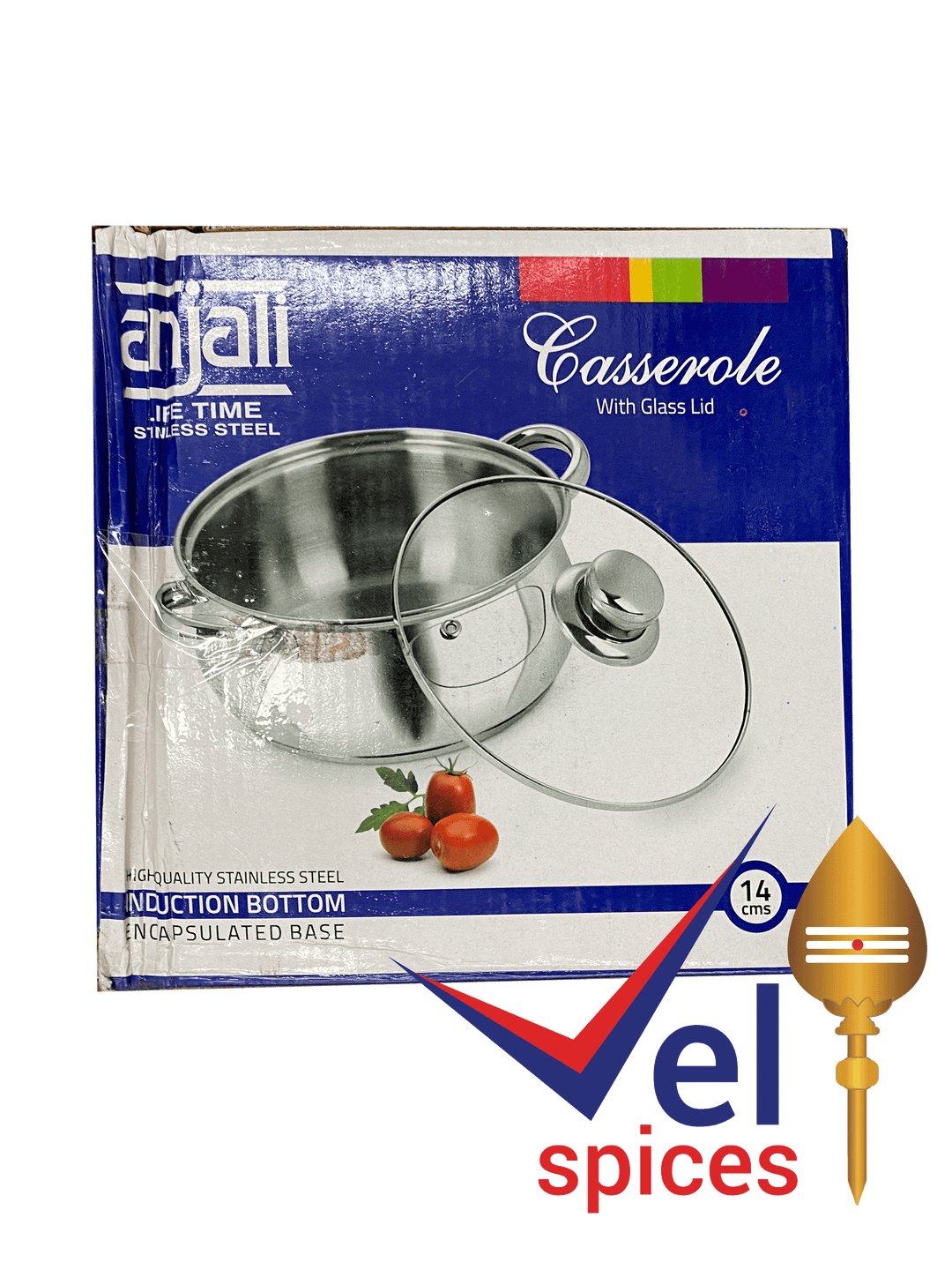 Anjali Stainless Steel Casserole With Glass Lid 14cm