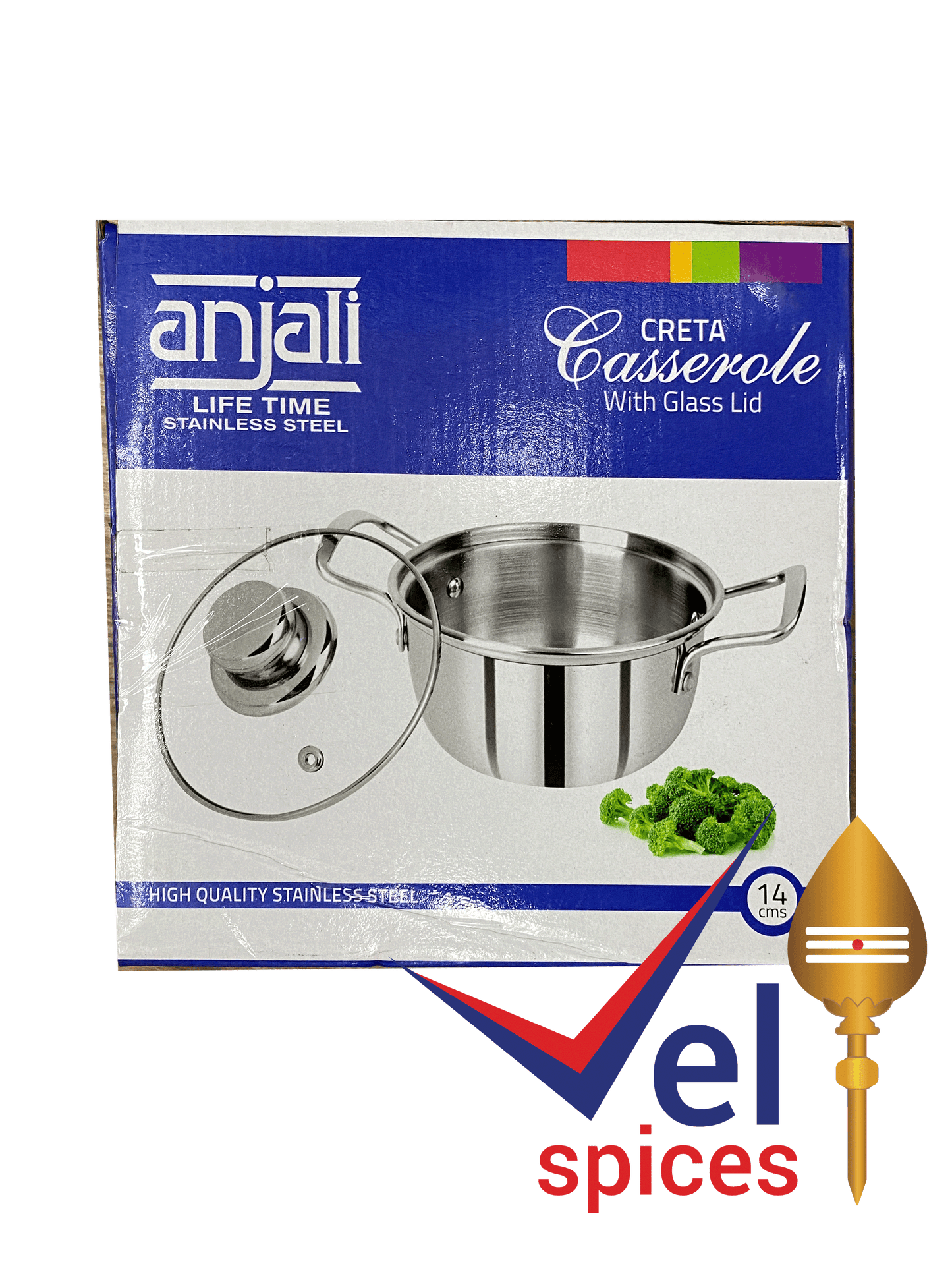 Anjali Stainless Steel CRETA Casserole With Glass Lid 14cm