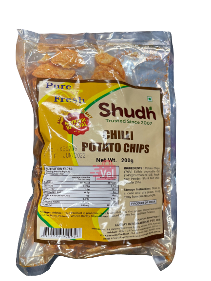 Shudh Chilli Potato Chips 200G